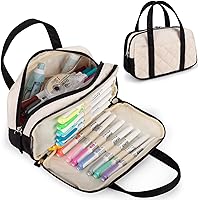 PopMeme Estuche Para Lápices De Capacidad, Bolsa De Almacenamiento De Lona Con Cremallera Y Bolsillo Para Bolígrafo, Estuche Para Lápices Para Estudiantes, Bolsa De Almacenamiento De Papelería (negro