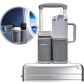 LebenHaus 2 in 1 Luggage Cup Holder for Suitcase Airplane Cup Holder for Tray Table Drink Carrier for Stanley Tumblers Coffee