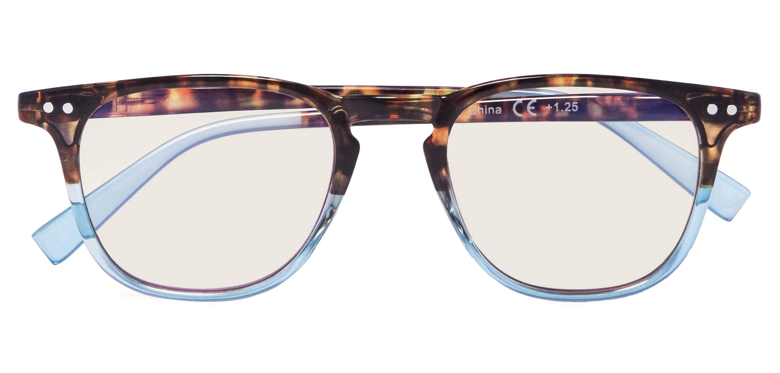 CessBlu Ladies Computer Glasses,Stylish Computer Eyeglasses for Women Reading TV Phone(DEMI/Blue,+1.25)