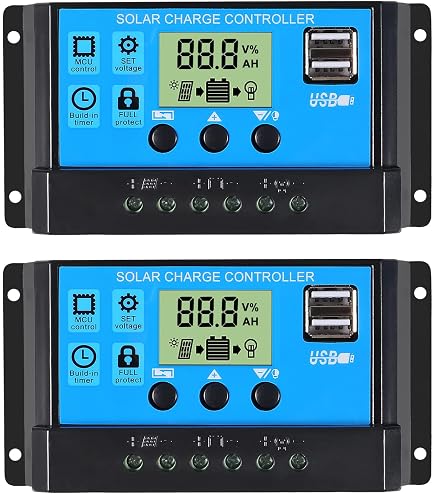 Pjerjzn Solar Charge Controller 30A PWM 12/24/36/48V Auto Solar Pan