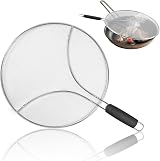 TaoTazon 13 Inch Stainless Steel Frying Pan Splatter Screen Oil Guard with Feet