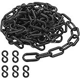 PATIKIL Plastic Chain Links, 10 Feet Safety Chains, Black Plastic Chains for Barriers, Crowd Control, Queue Lines, Parking, Fences, Gate, Concerts, and Decoration