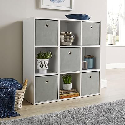 Home Source 9 Shelf Cube Bookcase White Storage Display Unit 90x30x90 cm