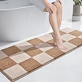 PURRUGS Bathroom Rug Non-Slip Machine Washable 24" x 60", Super Absorbent and Quick-Dry Bath Mat, Extra Soft and Plush Bath Rug for Shower, Bathtub and Sink, Beige & Grayish Brown