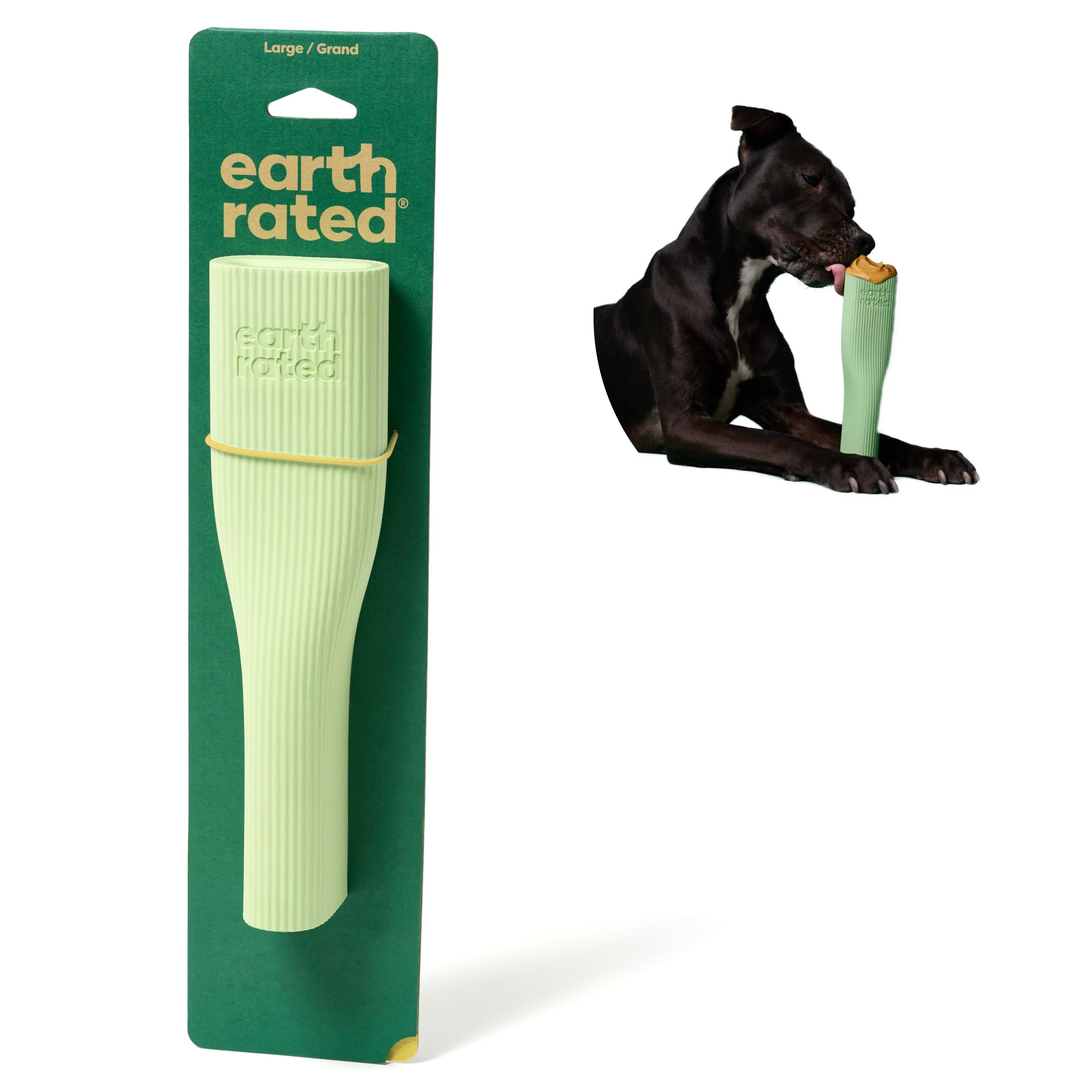 Earth Rated Dog Toy, Enrichment Toy for Adult and Puppy Dogs, Dishwasher and Freezer-Safe, Natural Rubber, Large, Green