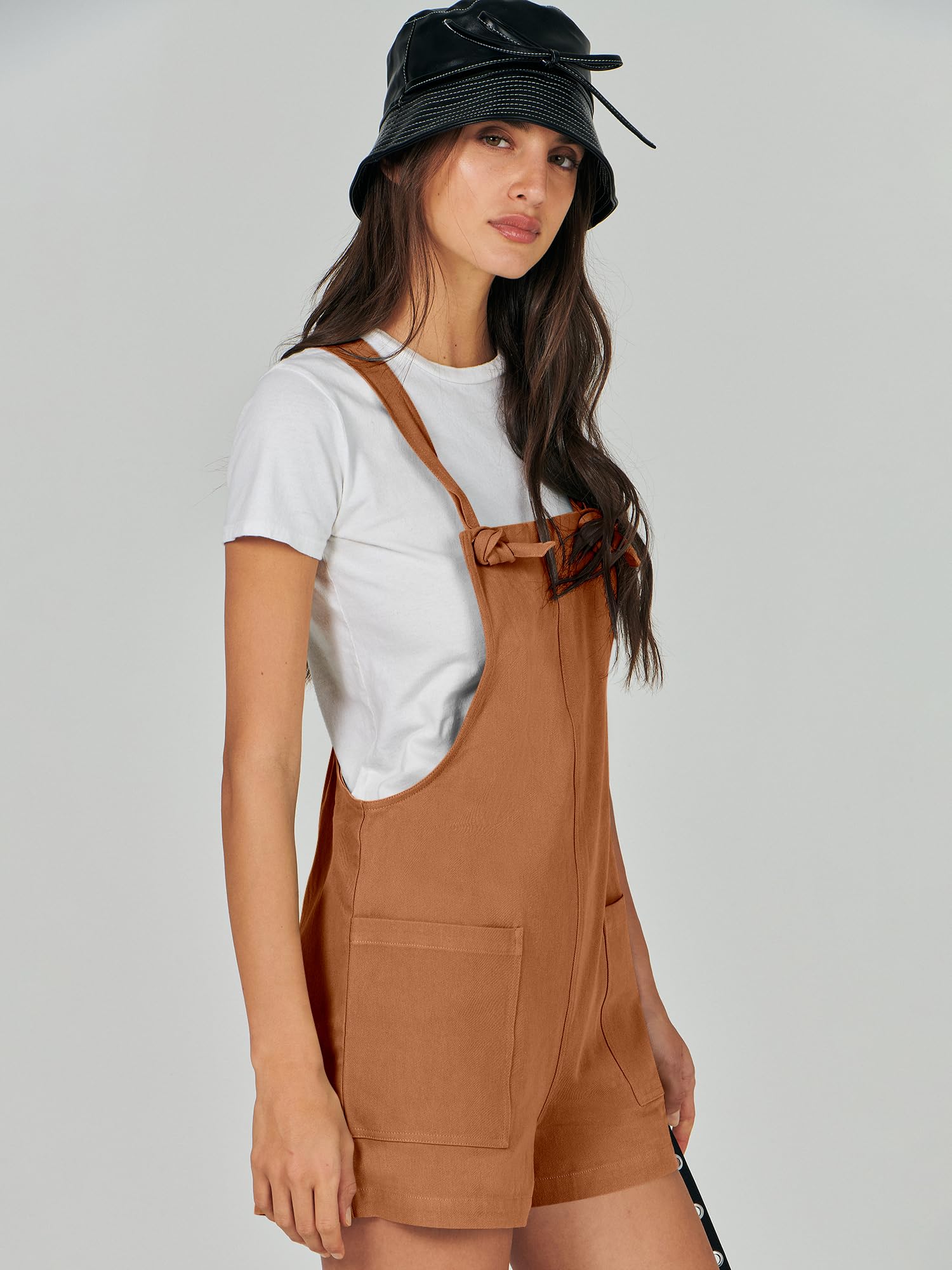 ANRABESS Women's Overalls Summer Casual Sleeveless Adjustable Straps Jumpsuit Bib Shorts Rompers with Pockets Jumper