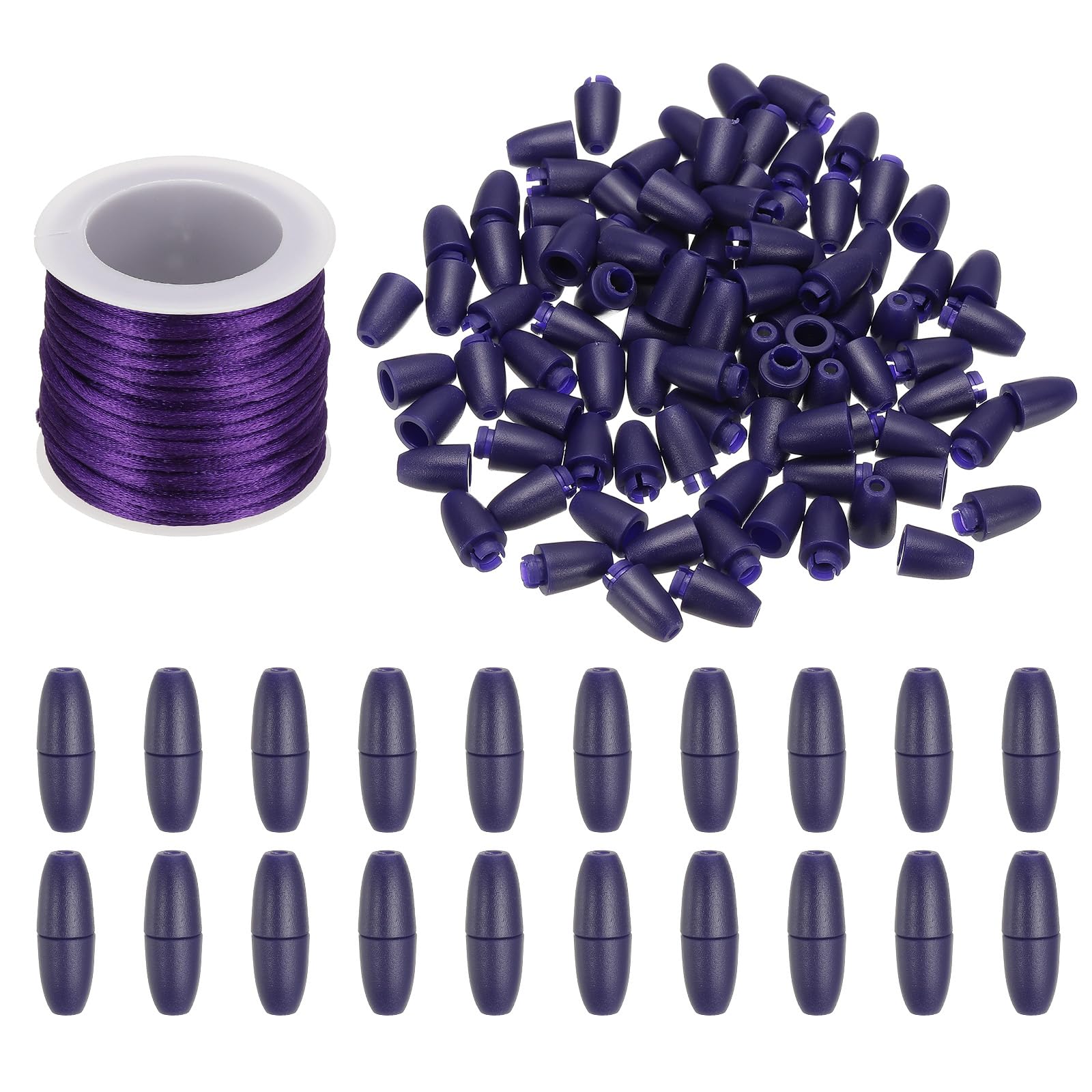PATIKIL 24mm Breakaway Clasps with 10m Nylon Lanyard String Cords, 30 Set Plastic Bead Barrel Connectors for Bracelet Necklace Lanyard Jewelry Making DIY Craft, Purple