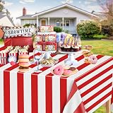 PIXHOTUL 4 Pcs Red White Stripe Tablecloths 137x274cm Carnival Theme view 7