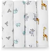 Aden + Anais Muslin Swaddle Blankets 2-Pack - Breathable Baby Receiving Blankets, Safari Print
