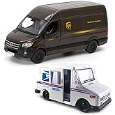 KiNSMART - UPS Mercedes-Benz Sprinter + United States Postal Mail Truck Grumman LLV 5 Inch Die Cast Metal Model Toy Van &amp; Trucks SetOf2