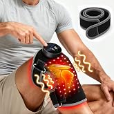 3-in-1 Red Light Therapy Knee Massager with Heat &amp; Vibration | Cordless Controller, 660nm &amp; 850nm Infrared Light, 6 Light Levels, 3 Vibration &amp; Pulse Mode for Knee, Elbow &amp; Shoulder, Black