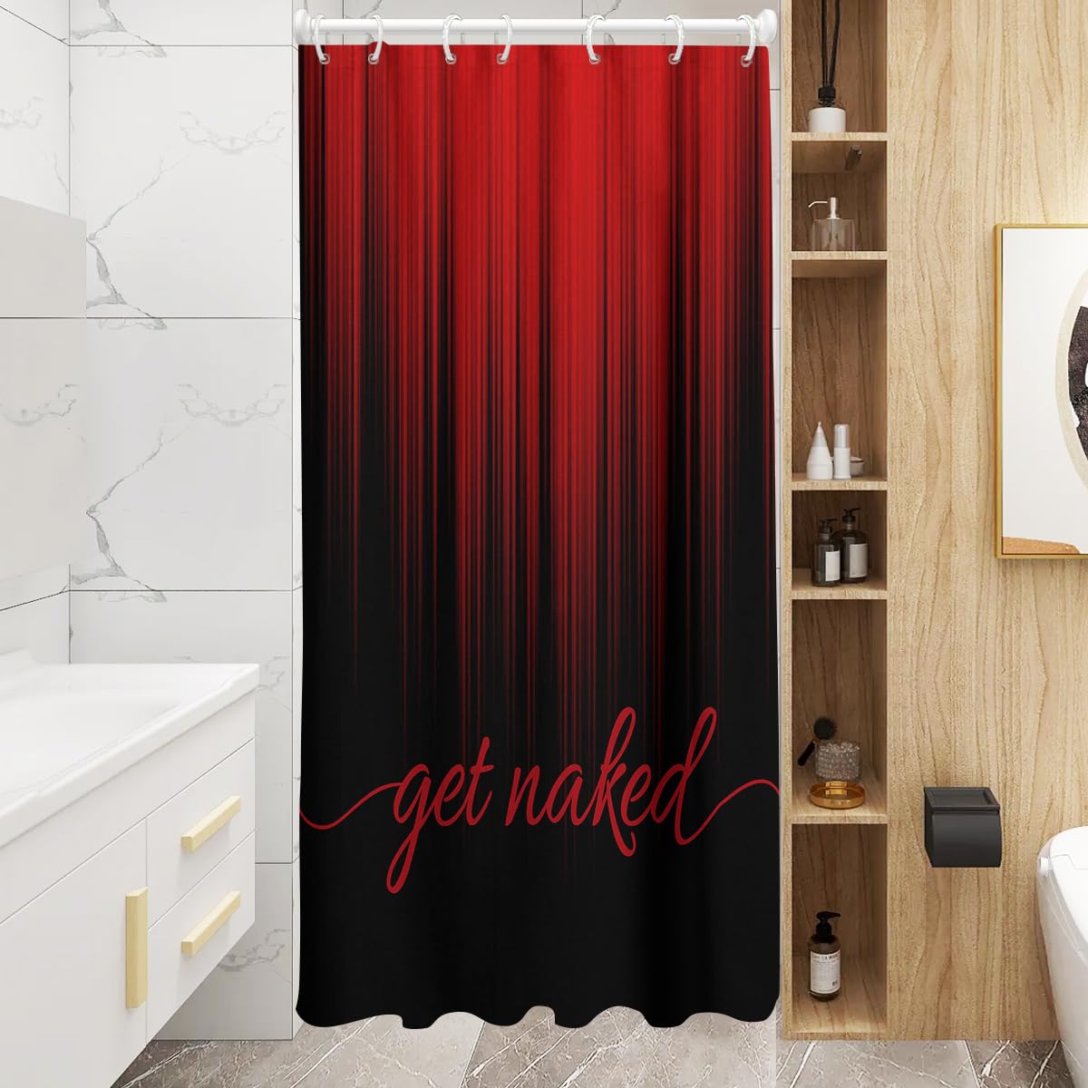 AAtter Red and Black Shower Curtain Ombre Mens