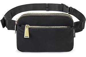 ZORFIN Fanny Packs for Women Men: Crossbody Belt Bag with Adjustable Strap - Fashion Waist Packs for Workout Running Traveling Hiking Black