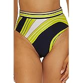 Trina Turk Womens Serena Reversible High Waisted Bikini Bottom, Cheeky Coverage, Swimwear Separates for Women