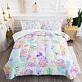 XYNHML Rainbow Mermaid Comforter Set Twin/Full/Queen Size Fairy Tale Sea Shell Grass Bedding Set Starfish Jellyfish Quilt Bed Set for Kid Girls with 1 Comforter and 2 Pillowcases