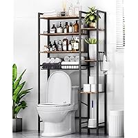 Kalrin Over The Toilet Storage Rack with Extra Side Shelves, 4-Tier Bathroom Over Toilet Storage with Adjustable Shelf&Drain 