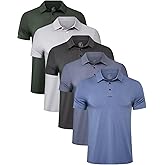 TELALEO 4/5 Pack Mens Polo Shirts Quick Dry Short Sleeve Golf T Shirt Performance Moisture Wicking Casual Workout