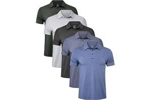 TELALEO 4/5 Pack Mens Polo Shirts Quick Dry Short Sleeve Golf T Shirt Performance Moisture Wicking Casual Workout