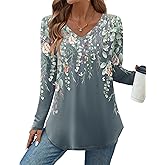 Zeagoo Long Sleeve Tops for Women V Neck Shirt Loose Fall Tunic Tops Dressy Casual Work Blouse 2026