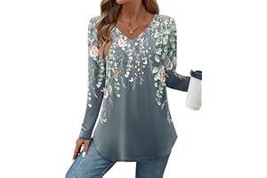 Zeagoo Long Sleeve Tops for Women Casual V Neck Shirt Loose Fall Basic Tee Dressy Work Blouses 2025