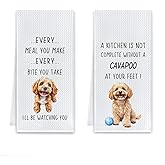 Cilrii Cavapoo Gifts Kitchen Towels, Dog Lovers Owners Gifts for Women Men Dish Tea Towels, Funny Cavapoo Dog Decorative Hand Towel for Kitchen, 16x24 Inch Set of 2