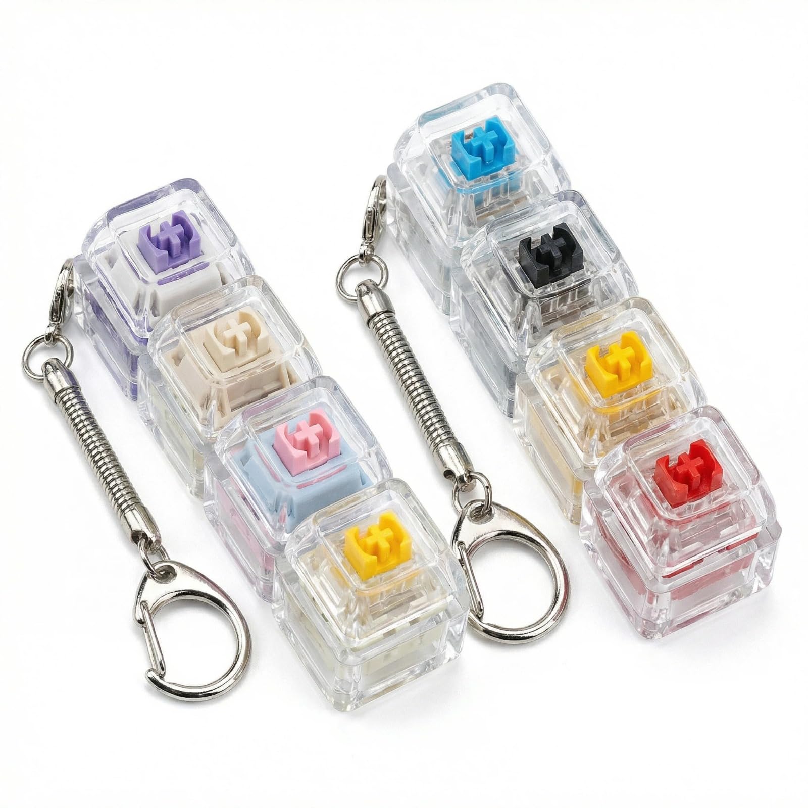 2 Pcs Keyboard Fidget Toy 4-Button Keyboard Fidget Keychain Portable Funny Stress Relief Fidget Keyring Adults Kids Clicker Fidget Decompression Toys for Home Office School Pass the Time (Style C)