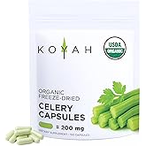 KOYAH - Organic Celery Capsules – 200 mg Freeze-Dried Whole-Stalk Powder (Equals 4,200 mg Fresh) – 150 Vegan Capsules – No Binders or Fillers – USDA Organic, Non-GMO, Gluten-Free