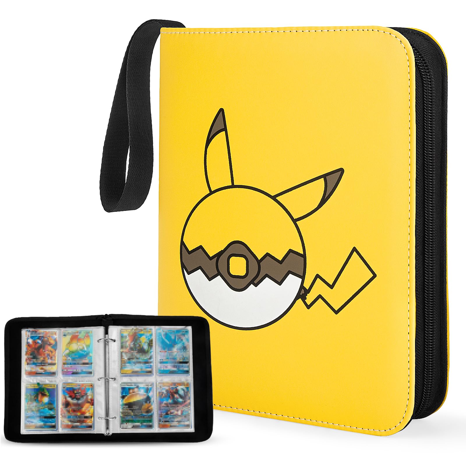Yinke Case Binder Holder,Game Cards, PM TCG Card, Holds Up to 400 Cards with 50 Premium 4-Pocket Page, Hard Organizer Carry Cover Storage Bag, 24.0cm x 19.0cm x 4.4cm (WQ-123)