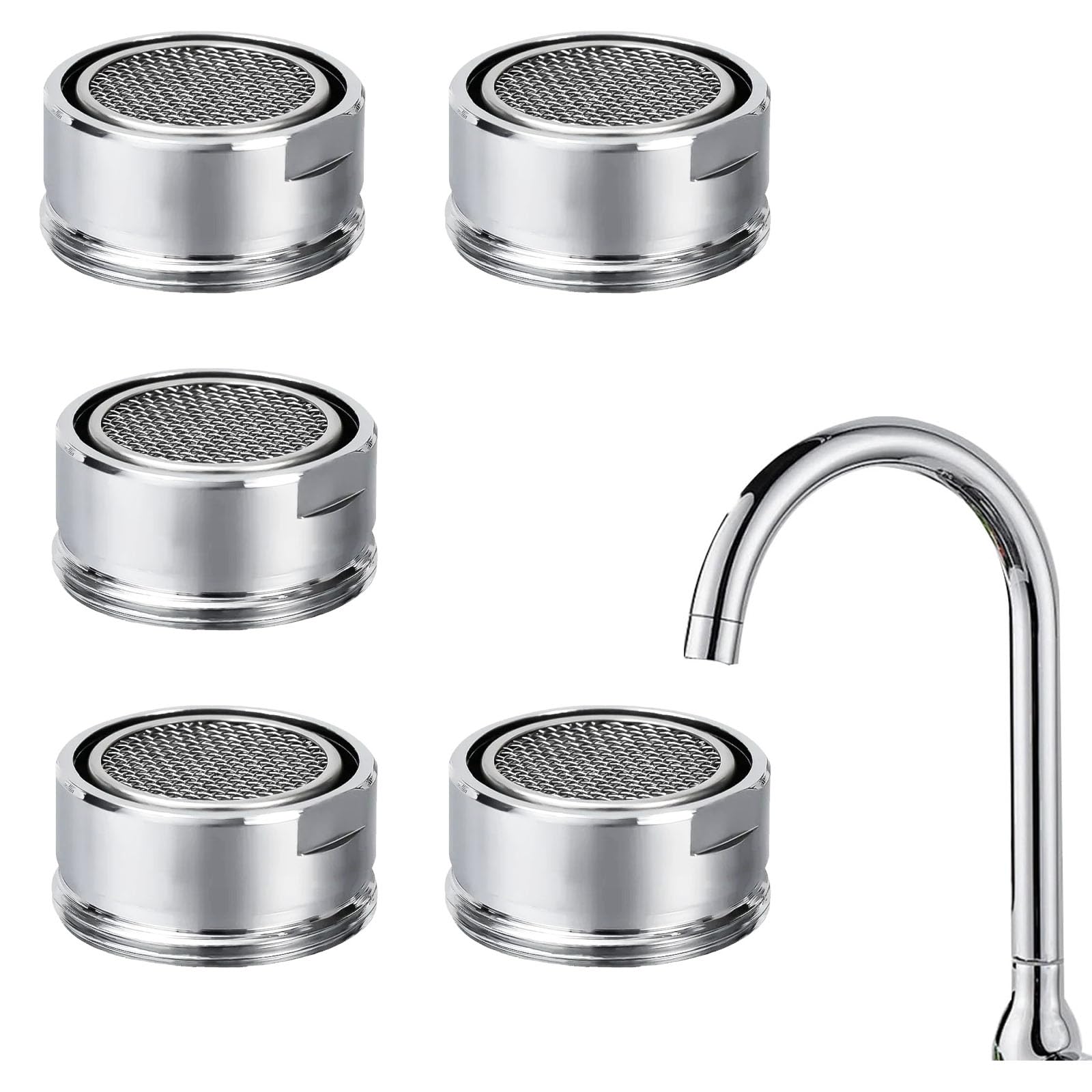 5PCS Tap Faucet Aerator Replacement Parts, 24mm Kitchen Tool Regulator Flow, Water Saver Spout Filter Mesh Tap Perfect for Kitchen & Bathroom Sink Hose