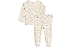 Colored Organics - Newborn Kimono Wrap Top and Footed Pant Set - Organic Cotton Infant Layette Clothing Set