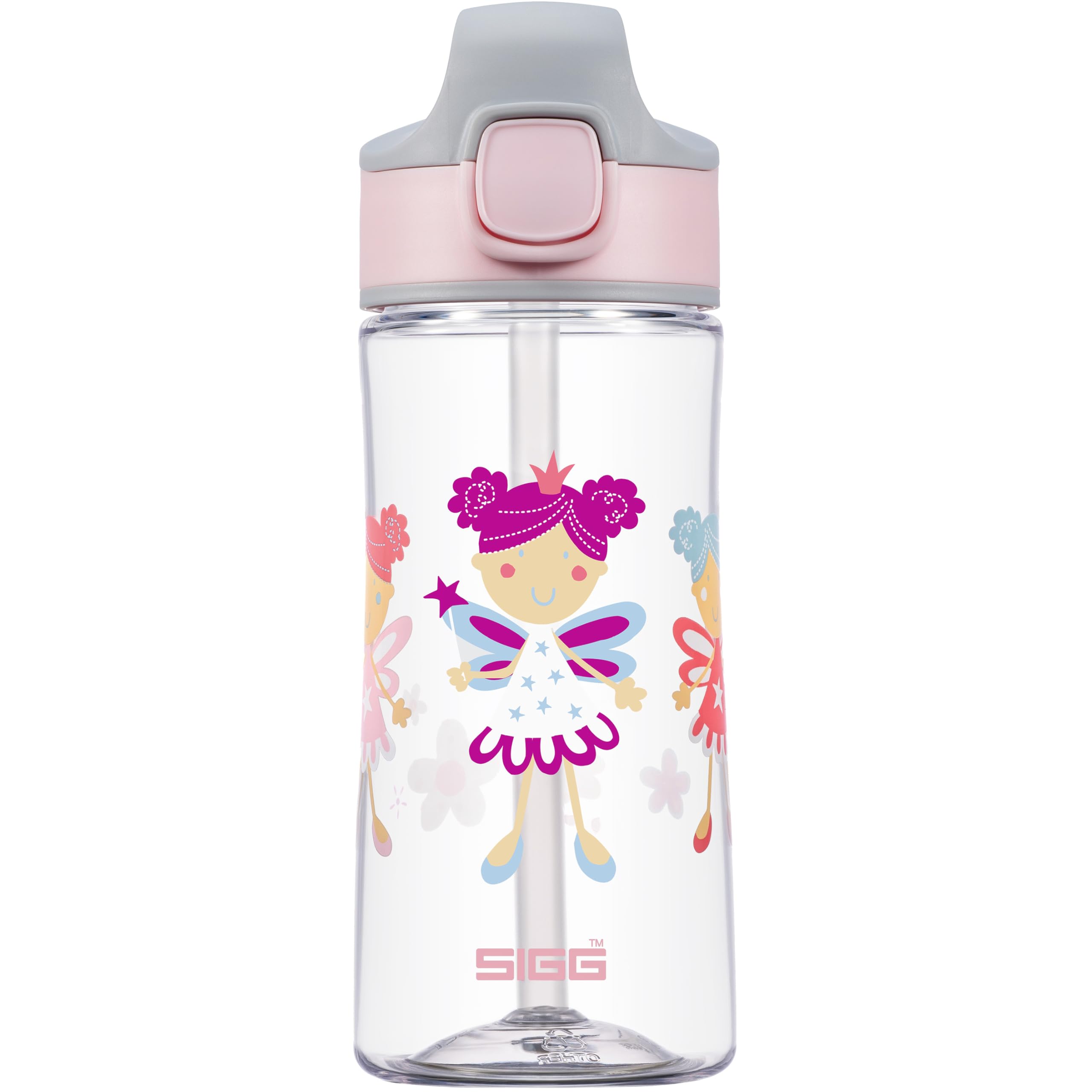 Sigg - Aluminium Kids Water Bottle - Miracle Fairy - With Straw - Leakproof - Lightweight - BPA Free - Scratch & Break Resistant - School & Sports - Light Pink - 0.45L