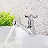 Trintion Chrome Basin Taps 1/4 Turn Lever Mixer Faucet Set Hot Cold 2pc Bathroom view 6