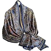 Trillion London® Spring Collection Silk Scarf - Silk Neck Scarf For Women - Ladies Lightweight Scarves Shawl Wraps 70" x 35"