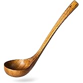 Hefild Wooden Ladle, 2 fl oz Medium Scoop Utensil for Serving & Cooking, Teak Wooden Ladle – Wood Spoon for Soup Natural and Sustainable