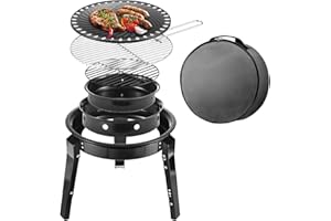 DNKMOR NKMOR Portable Charcoal Grill, Foldable tabletop Outdoor 14 Inch - Barbeque Grill, Small BBQ Grill for Outdoor Cooking Backyard Camping Picnics Beach