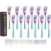 Rainbow Fork Set Of 12 Pieces, Iridescent Silverware Salad Forks, Stainless Steel Cutlery, KITWARE Kitchen Utensils, New Appartment Essential Tableware