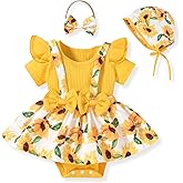 Unutiylo Preemie Newborn Baby Girl Clothes Romper Suspender Dress Summer Outfits Ruffle Short Sleeve Set