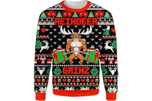 HIHI GLOBAL All Over Print Christmas Cowboy Sweatshirt - Fake Ugly Christmas Sweater