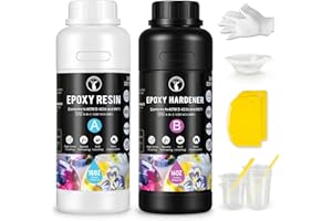 ResinAngel 32oz Epoxy Resin Kit, 1:1 Ratio Crystal Clear Casting Resin, Bubble Free & Non-Yellowing, Self-Leveling for Jewelr
