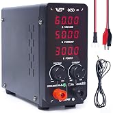 WEP 605D-III DC Variable Power Supply 60.00V 5.000A High Precision Bench Lab Power Supply with Alligator Clips for anodizing kit, Electroplating, arduino, breadboard