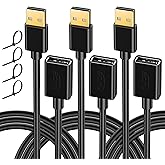 Cable extensor USB de 7 pies (paquete de 3), cable de extensión USB 2.0, USB A macho a hembra, compatible con unidad flash US