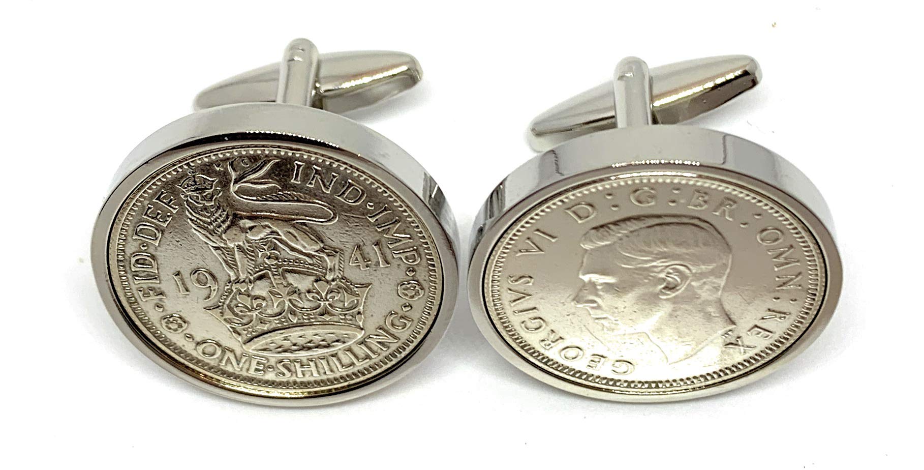 Premium 1941 Silver Shilling cufflinks for a 85th Birthday cufflinks
