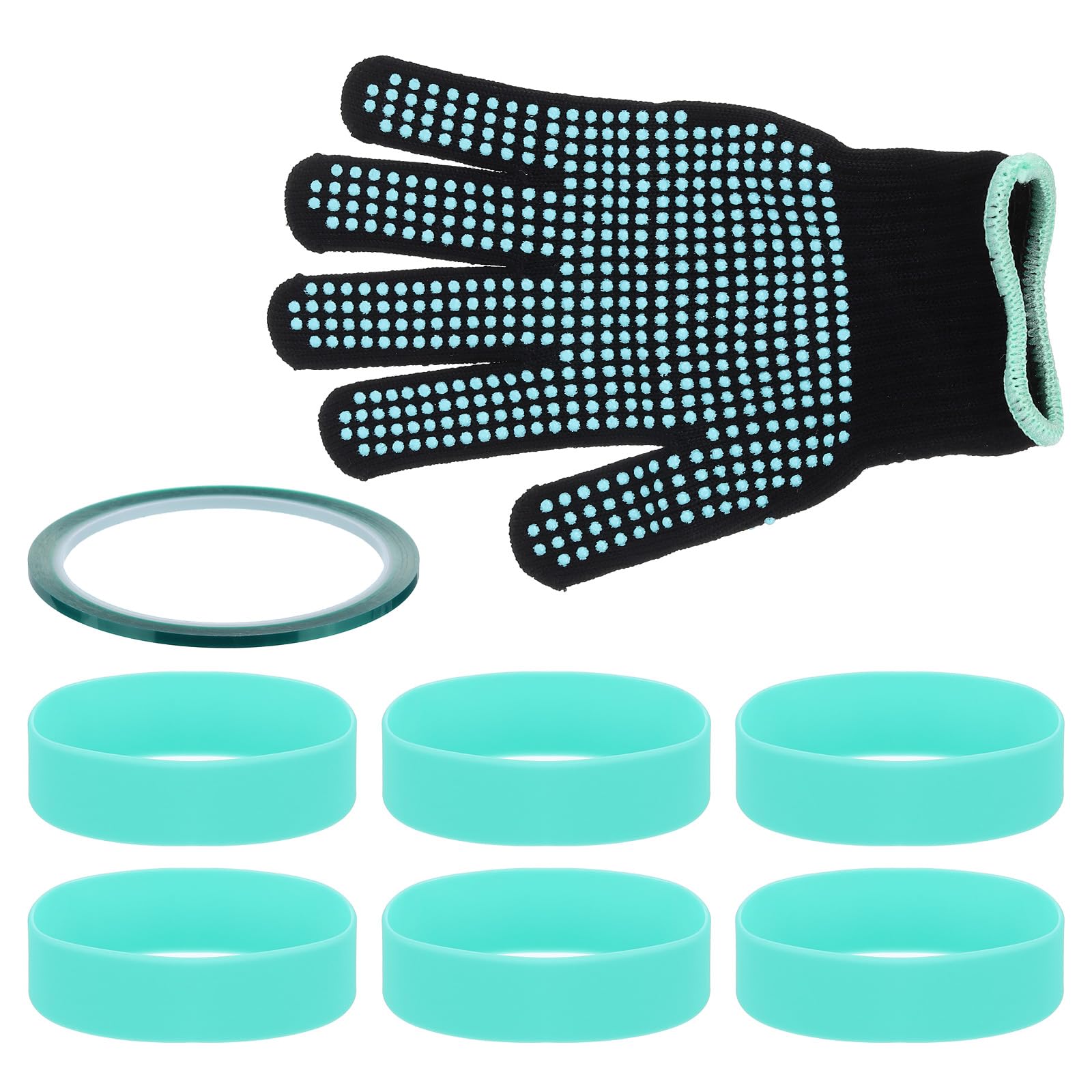 PATIKIL Elastic Sublimation Tumblers Holder Ring Bands Kit for 20 Oz Skinny Cup Silicone Heat Resistant Sublimation Tumblers Wrap Ring with Tape Gloves Green
