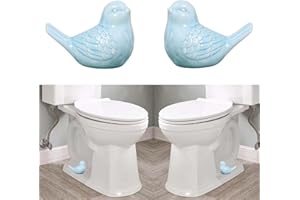 RENUIS 2 Pcs Ceramic Bird Toilet Floor Bolt Caps,Cute Bird Toilet Screw Caps Decorative,Toilet Bolt Figurine,Toilet Bowl Cap Covers,Decorative Bathroom Toilet Bolt Easy Installation(Bird-Blue)