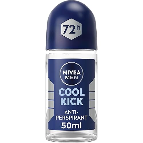 NIVEA Men Cool Kick Anti-Perspirant Deodorant Roll-On (6 x 50ml), Cooling Roll On Deodorant for Men, 72H Active Anti-Sweat and Odour Protection