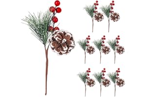 Tmflexe 8Pcs Artificial Pine Picks Artificial Plants Small Pine Picks for Christmas Flower Arrangements Wreaths and Festival Holiday Home Decor, Christmas Decorations