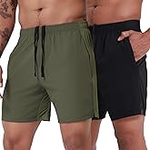 VPOS 2 Pack Men's Athletic Shorts 5/7 Inch Inseam, Mens Workout Shorts Lightweight Quick Dry Gym Running Shorts for Men