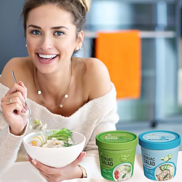 HETHSTIA LOW CARB PASTA, GLUTEN-FREE SHIRATAKI KONJAC NOODLES WITH VINAIGRETTE & WASABI SESAME SAUCE, COLD KETO SIDE DISH, 6-PACK PRE-PACKAGED MEAL, QUICK HEALTHY READY-TO-EAT FOOD