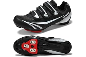 PQMN Unisex Mens Womens Road Bike Cycling Shoes,Indoor Bike Shoes Compatible with Look Delta/SPD Cleats,Perfect for Road Racing Bikes-3 Straps