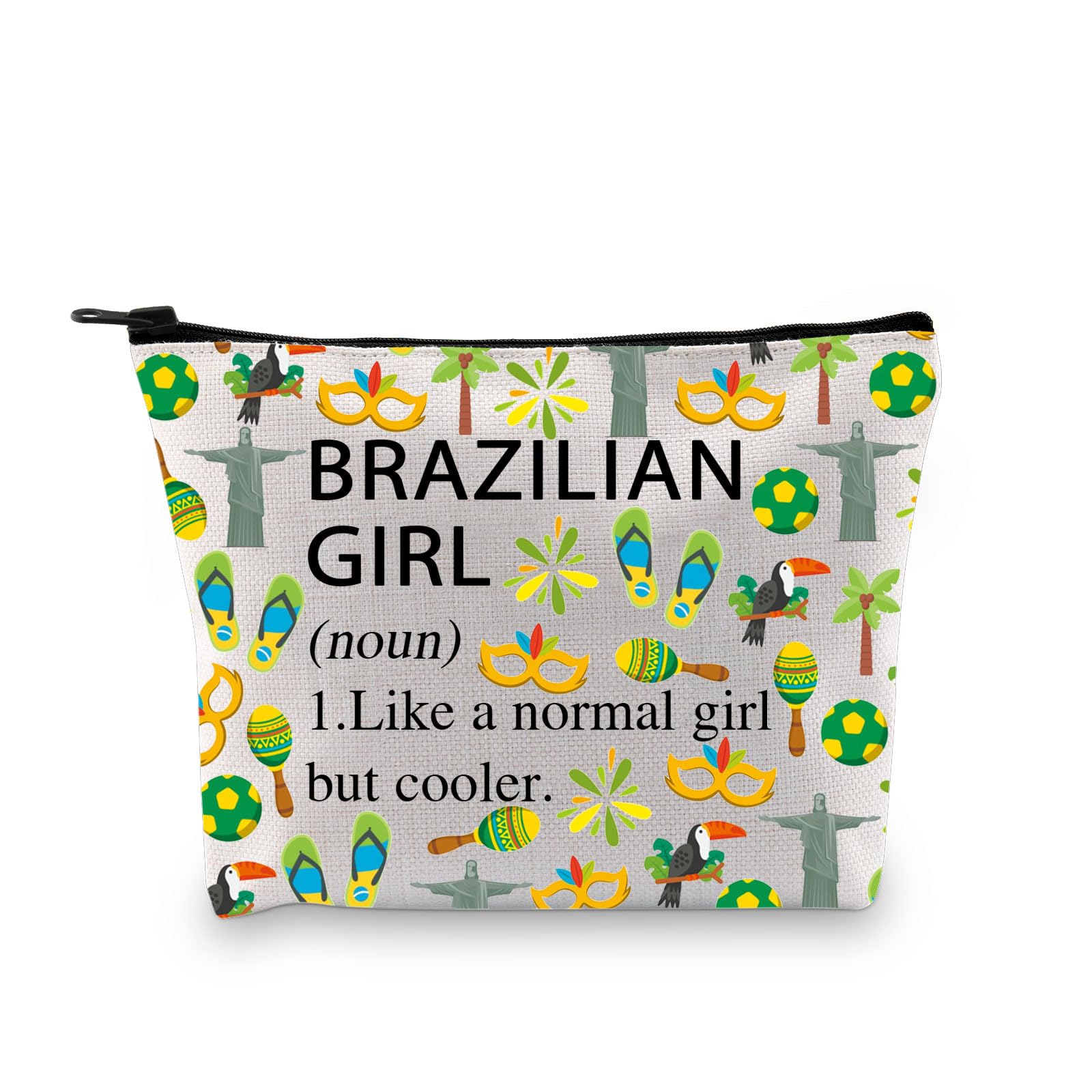 Brazilian Gift Brazilian Merch Brazil Travel Makeup Bag Brazil Lover Gift Brazil Trip Gift Brazil Cosmetic Bag (Brazilian Girl Noun 3uk)
